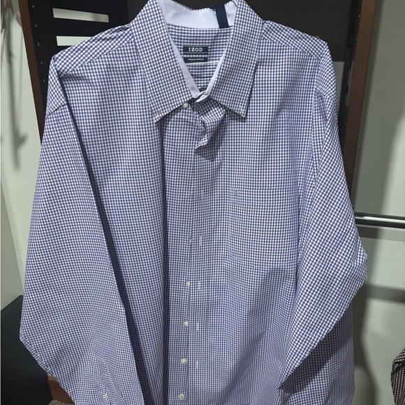 Izod Men's Purple Gingham Button Down Shirt - Picture 1 of 3